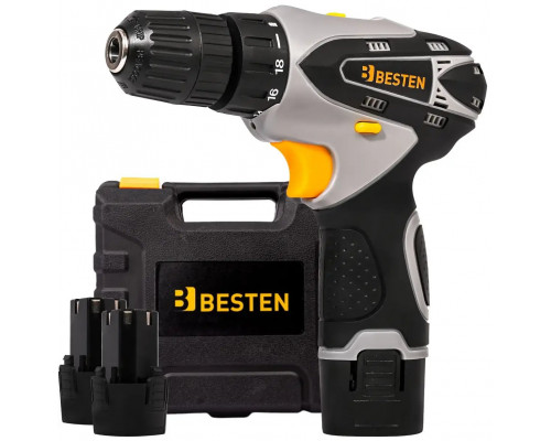 BESTEN Wiertarko wkrętarka Batteryowa z udarem 12V zestaw bitów nasadek wierteł w walizce BESTEN BE-2852