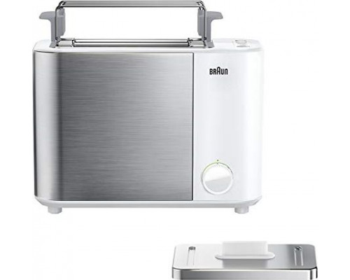 Braun Braun IDCollection HT5010 WH - z podwójną szczeliną, funkcją bajgla do jednostronnego opiekania, 13 stopni opiekania, funkcją rozmrażania, w tym przystawka do bułki, 1000 W, white / stainless steel