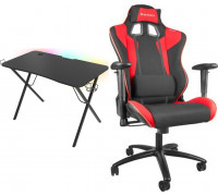 Gaming galds Genesis Holm 200 RGB Black 113 cmx60 cm + Nitro 770 Black-czerwony (NFG-0751)