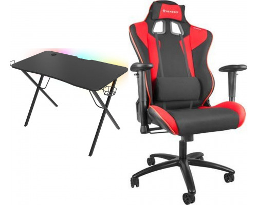 Gaming galds Genesis Holm 200 RGB Black 113 cmx60 cm + Nitro 770 Black-czerwony (NFG-0751)