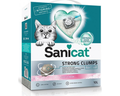 Sanicat Strong Clumps, litter, cat, bentonite, baby powder, 10l, caking