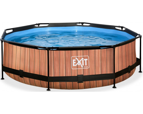 Exit Exit Toys Wood Pool, Frame Pool 300x76cm, swimming pool (brown, with filter pump)