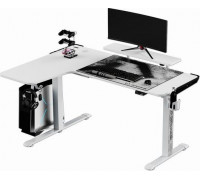 Gaming desk Gaming desk Ultradesk ULTRADESK Gaming desk for WINGER player - white, 111x155x60 cm, 75-122 cm, electrically adjustable, RGB backlight, headset holder