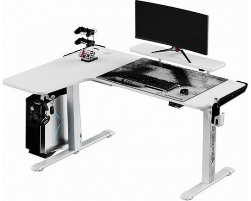 Gaming desk Gaming desk Ultradesk ULTRADESK Gaming desk for WINGER player - white, 111x155x60 cm, 75-122 cm, electrically adjustable, RGB backlight, headset holder