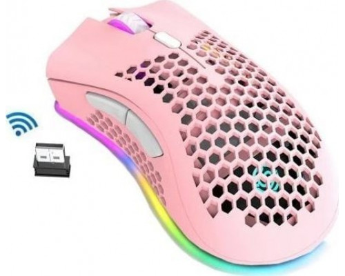 K-snake BEZPRZEWODOWA MYSZ RGB LEKKA GAMINGOWA DLA GRACZY - BM600 - PINK
