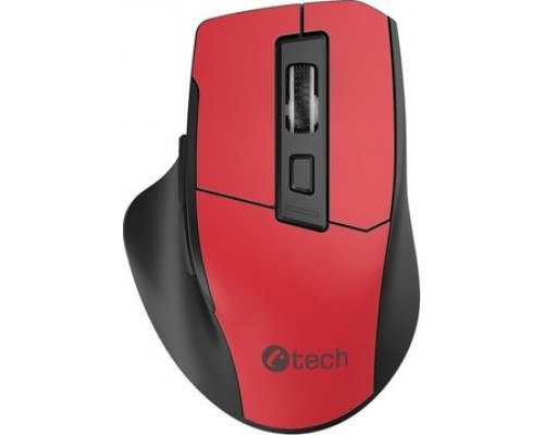 C-Tech C-TECH myš Ergo WLM-05, bezdrátová, 1600DPI, 6 tlačítek, USB nano receiver, červená