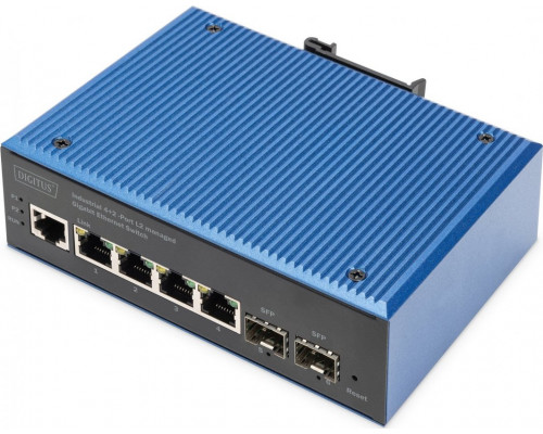 Switch Digitus DIGITUS Ind. 4+2-Port L2 managed Gigabit Ethernet Switch 4 x GE RJ45 + 2 SFP Port