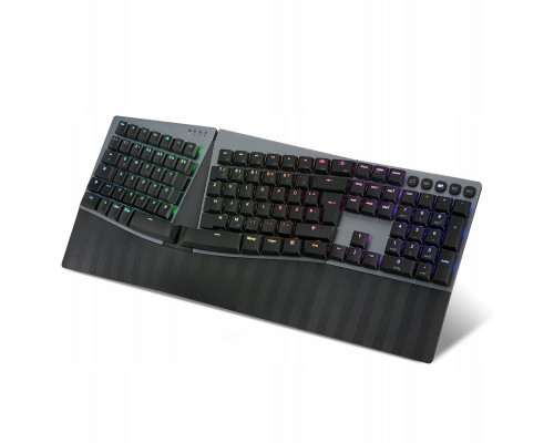 Perixx Perixx PERIBOARD-835 BR DE, wireless RGB illuminated ergonomic mechanical keyboard - flat brown tactile switches