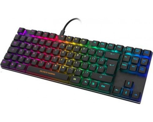 Deltaco Žemo profilio mechaninė RGB klaviatūra DELTACO GAMING DK420 UK Išdėstymas, Outemu Brown jungikliai, juoda/ RGB / GAM-111B-UK