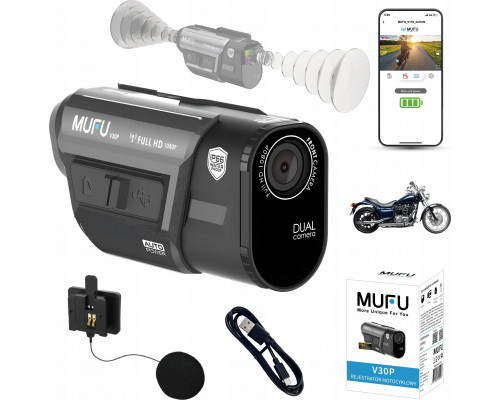 MUFU WIDEOREJESTRATOR MOTOCYKLOWY MUFU MOTOCAM V30P FULLHD 7H KAMERA NA MOTOCYKL