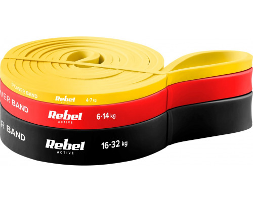 Rebel Gumiju komplekts - Power Band PLs-1, 4-32 kg, 3 gumijasijas,  REBEL ACTIVE