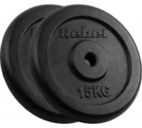 Rebel Čuguna slodžu komplekts 2x15kg, caurums 31mm, klasiskais disks, REBEL ACTIVE