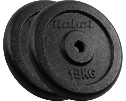 Rebel Čuguna slodžu komplekts 2x15kg, caurums 31mm, klasiskais disks, REBEL ACTIVE