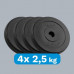 Rebel Bitumena slodžu komplekts 4x2.5kg, caurums 31mm, klasiskais disks, REBEL ACTIVE