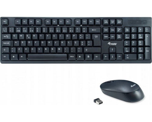 Equip Equip 245222 klawiatura Dołączona myszka RF Wireless QWERTY Portugalski Black