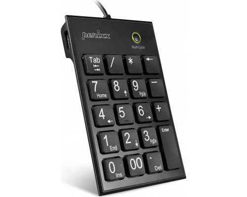Perixx PERIPAD-202 H, USB number pad with 2-port hub, black