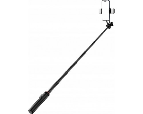 Selfie nūjiņa Hurtel Selfie nūjiņa WC12YDS teleskopisks tripods 1.3m no alumīnija sakausējuma ar dubulto lampu un turētāju telefonam - black