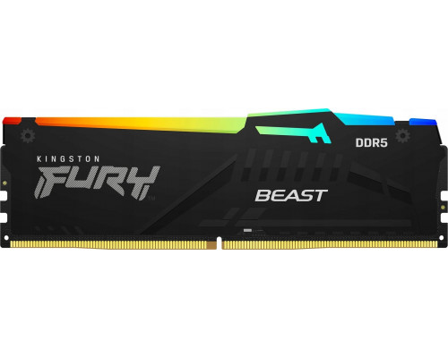 Kingston KINGSTON DIMM DDR5 64GB (Kit of 2) 6400MT/s CL32 Non-ECC FURY Beast RGB XMP, Černá