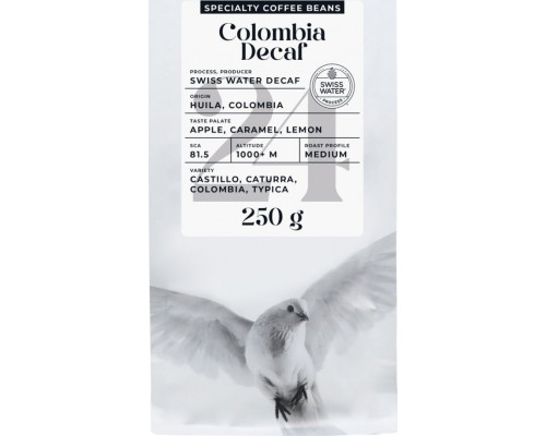 Specialty decaf coffee beans Black Crow White Pigeon Colombia Decaf, 250 g