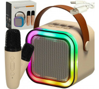Zestaw do karaoke 2 mikrofony + głośnik portable BLUETOOTH USB LED beżowy Kik sp. z o.o. sp. k.