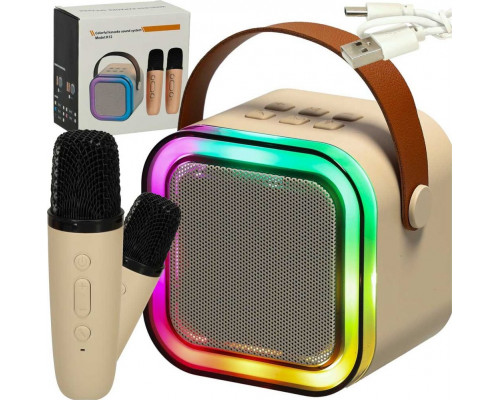 Zestaw do karaoke 2 mikrofony + głośnik portable BLUETOOTH USB LED beżowy Kik sp. z o.o. sp. k.