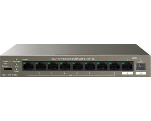 Switch  Tenda TEG1110PF-8-120W 9x1GbE 1xSFP PoE
