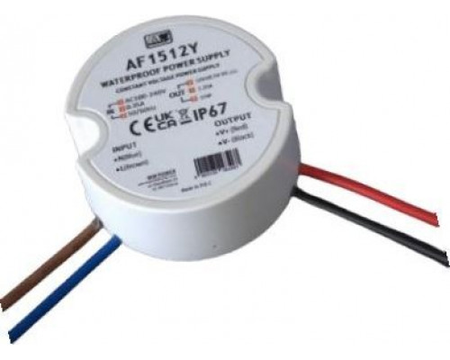 AF1524Y: MW Power 15W 24V/0.62A round LED power supply, IP67
