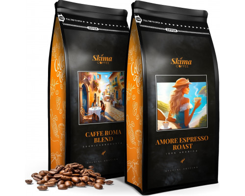 SkimaCoffee Zestaw 1kgX2 AMORE ESPRESSO ROAST/CAFFE ROMA BLEND Świeżo Palona do ekspresu