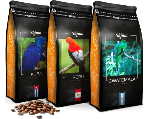 SkimaCoffee Zestaw 1kgX3 KUBA/PERU/GWATEMALA Świeżo Palona do ekspresu