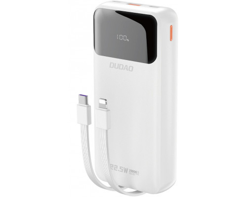 20000mAh with a built-ini kablami iPhone Lightning USB-C USB-A 22.5W PD - biały 20000mAh with a built-ini kablami iPhone Lightning USB-C USB-A 22.5W PD - biały
