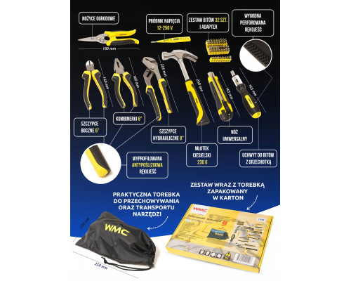 WMC TOOLKITIOWY 49EL KLUCZE WKRĘTAKI BITY