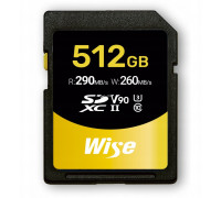 Wise SDXC UHS-II V90       512GB R:290MBs / W:260MBs   WI-SD-N512