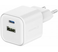 Travel Charger Gan 1X USB-C 20W PD + 1X USB-A 18W QC White