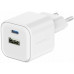 Travel Charger Gan 1X USB-C 20W PD + 1X USB-A 18W QC White