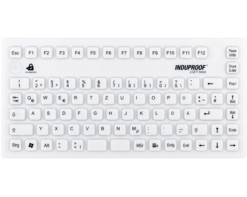 Gett GETT InduProof Smart Compact Silikon Tastatur IP68 wodoodporny można dezynfekować 86 Tasten Farbe: biały USB Layout: DE