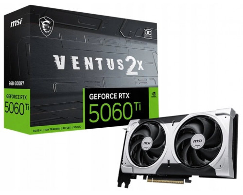 MSI VGA NVIDIA GeForce RTX 5060 Ti 8G VENTUS 2X PLUS, RTX 5060 Ti, 8GB GDDR7, 3xDP, 1xHDMI