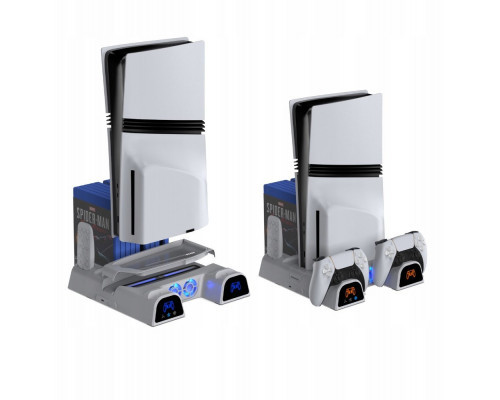 YAXO Stand chłodwith ąca i charging ARCTIC BREEZE NE for PS5/PS5 Slim/PS5 Pro Alpine White