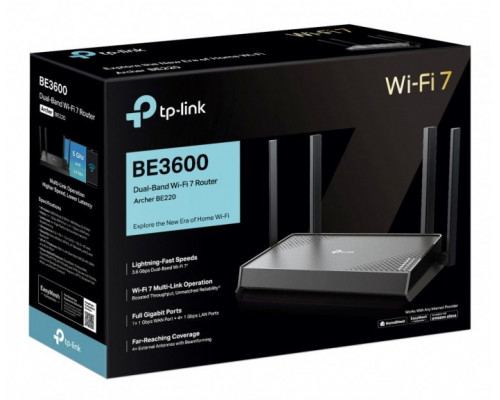 WRL ROUTER 3570MBPS 1000M 5P/DUAL BAND ARCHER BE220 TP-LINK