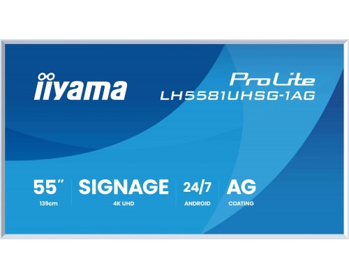 IIYAMA LH6581UHSG-1AG 165,1cm 65Zoll Gallery Line removable frame 3840x2160 UHD VA ELED 2xHDMI 1xUSB-C 2xUSB 2.0 Android 14
