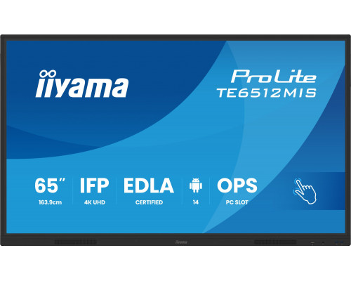 iiyama TE6512MIS-B4AG signage display Płaski panel Digital Signage 165,1 cm (65") LCD Wi-Fi 400 cd/m 4K Ultra HD Czarny Ekran dotykowy Procesor wbudowany Android 11 24/7