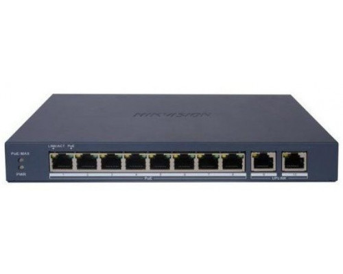 Šakotuvas 10 prievadų, 8 PoE komutatorius Hikvision DS-3E1510P-EI/M(B)