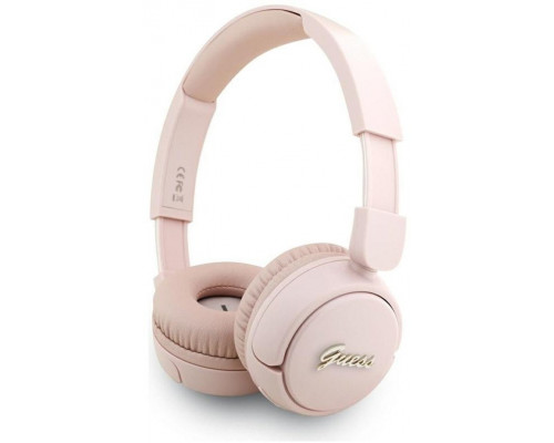nauszne Guess Bluetooth 5.3 Metal Logo Script różowy