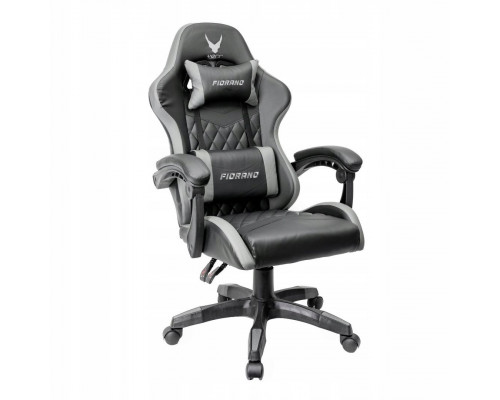 VARR GAMING CHAIR BACKREST+ARMRESTS REGULATION 2 PILLOWS FOTEL GAMINGOWY FIORANO REGULACJA OPARCIA I PODŁOKIETNIKÓW 2 PODUSZKI GREY+BLACK [45841]