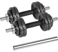 Dumbbells cast iron adjustable w walizce z gryfem, zestaw 15kg REBEL ACTIVE