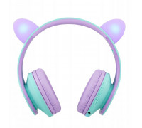 PowerLocus P2 Kids Headphones purple/turquoise with Ears