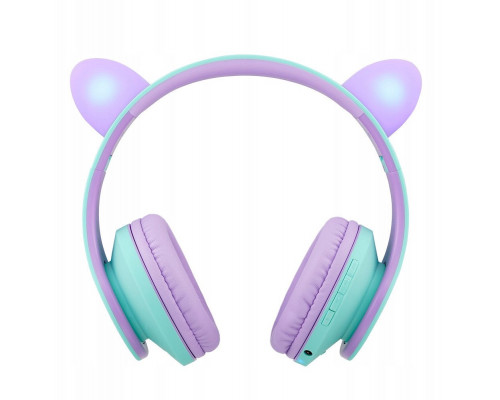 PowerLocus P2 Kids Headphones purple/turquoise with Ears
