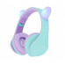 PowerLocus P2 Kids Headphones purple/turquoise with Ears