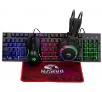 Marvo LOOT 40, zestaw klawiatura mysz dla gracza, podk�adka, klawiatura, CZ/SK, do gry, membranowa rodzaj przewodowa (USB), czarna