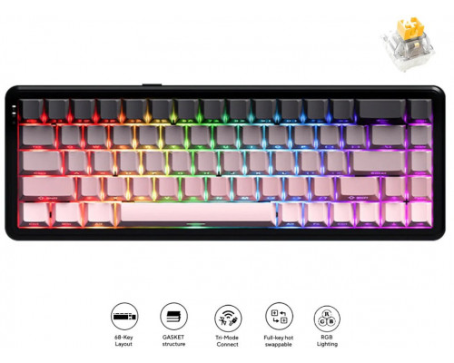 AK680 MAX (8+8K) Magnetic Switch-Side Character Gradient Pink Keycaps-RGB -Aluminum Positioning Plate-3 Model Version