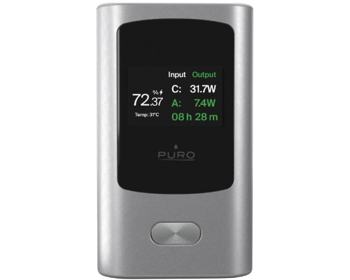 Puro 10000mAh, 1xUSB-A + 1x USB-C, 45W, con Display, Grigio Scuro